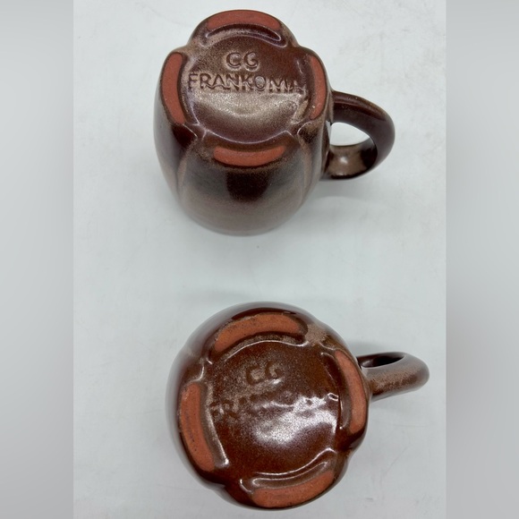 Vintage Set of 2 FRANKOMA Plainsman Cinnamon Brown C6 Coffee Cup Mug - Picture 7 of 12